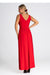 Sophisticated V-Neck Maxi Dress with Eye-Catching Front Slit and Tailored Waist Detail