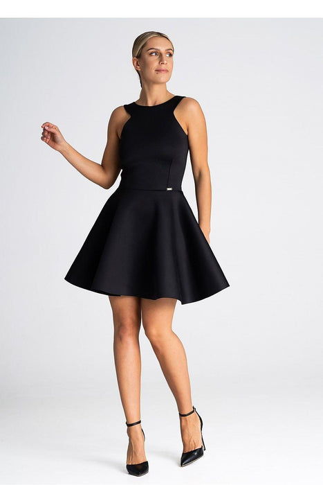 Chic Flare Cocktail Dress with Elegant Zip Closure and Stylish Back Design