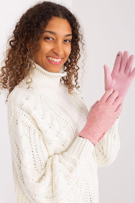 Chic Geometric Patterned Touchscreen Gloves with Floral Accents for Women