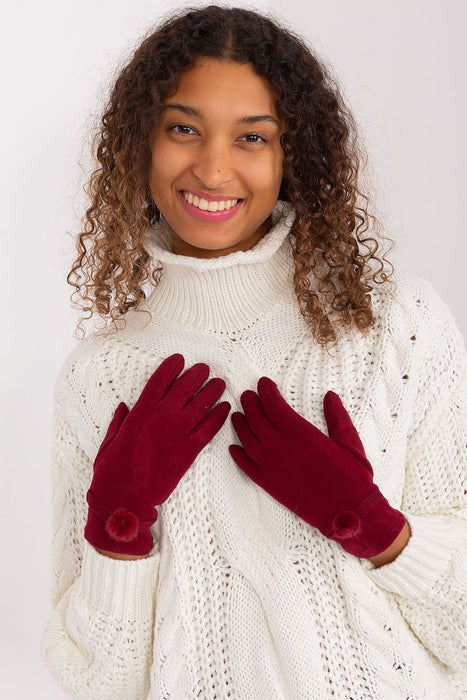 Chic Touchscreen Gloves with Pompom Accents for Modern Women