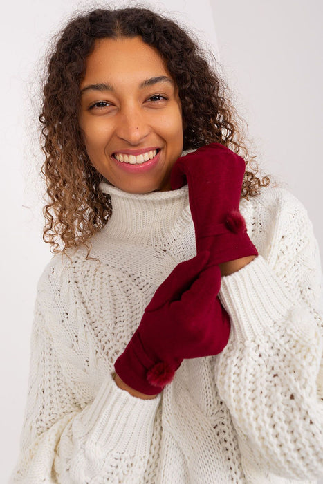 Chic Touchscreen Gloves with Pompom Accents for Modern Women