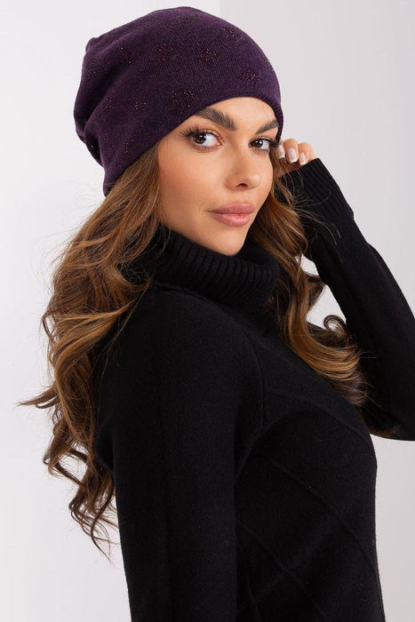 Glamorous Rhinestone-Embellished Cashmere Winter Beanie Hat