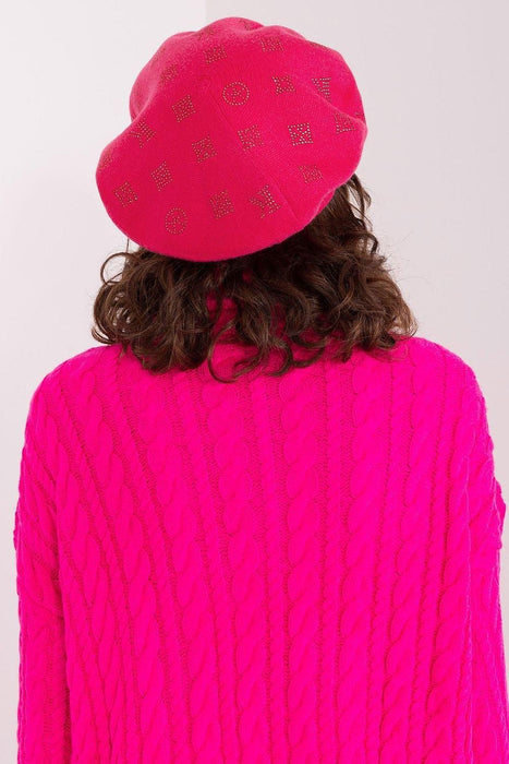 Sparkling Rhinestone-Detailed Knit Beret