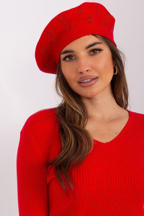 Glamorous Rhinestone-Embellished Knit Beret