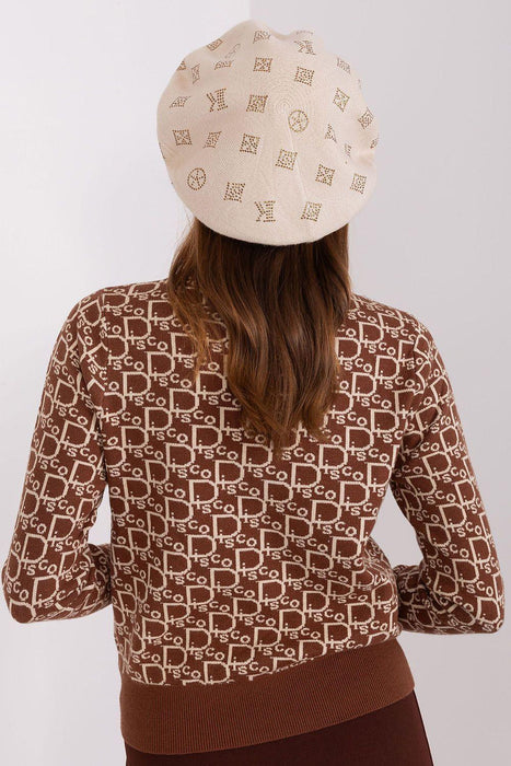 Glamorous Rhinestone-Embellished Knit Beret