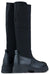 Eco Leather Knee-High Boots with Ribbed Fabric & Flat Heel