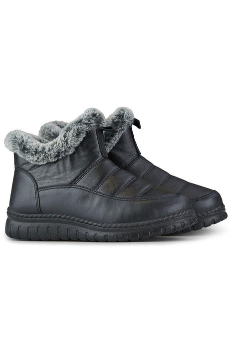 Winter Chic: Women's Faux Leather Fur-Lined Ankle Snow Boots