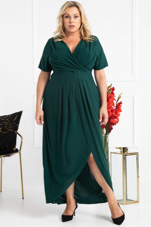 Elegant Plus Size Lizbona Maxi Dress - Luxurious XXL Lisbon Envelope Neckline Gown