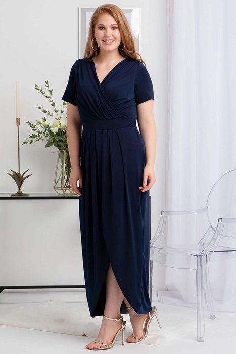 Elegant Plus Size Lizbona Maxi Dress - Luxurious XXL Lisbon Envelope Neckline Gown