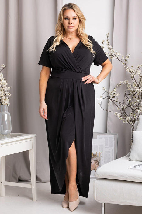 Elegant Plus Size Lizbona Maxi Dress - Luxurious XXL Lisbon Envelope Neckline Gown