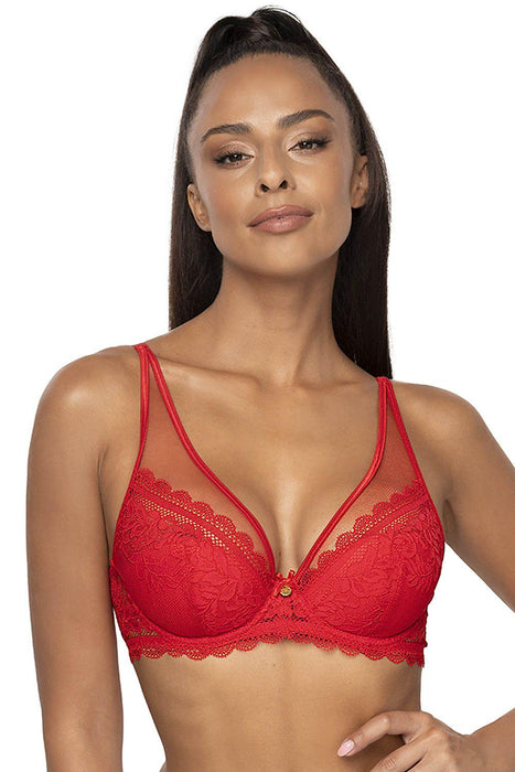 Elegant Floral Lace Push-Up Bra with Customizable Mesh Straps