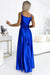 Radiant Navy Blue Glitter Evening Dress with Stylish Leg Slit by Numoco