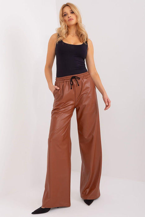 Eco-Conscious Insulated High-Waist Faux Leather Trousers