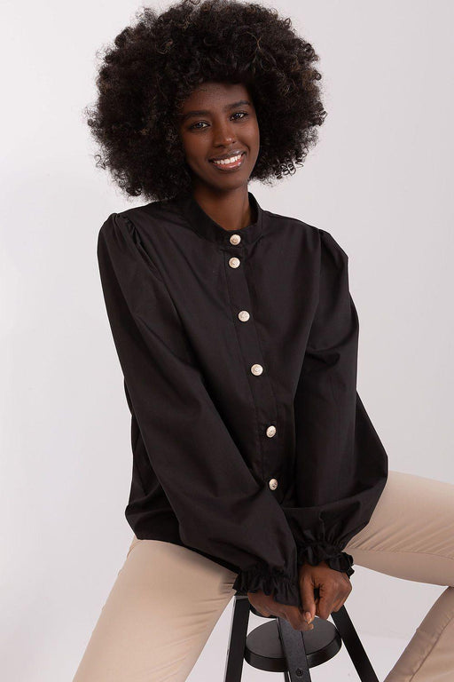 Elegant Frill-Trimmed Long Sleeve Blouse by Lakerta