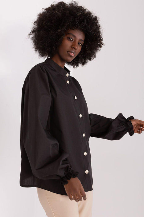 Elegant Frill-Trimmed Long Sleeve Blouse by Lakerta