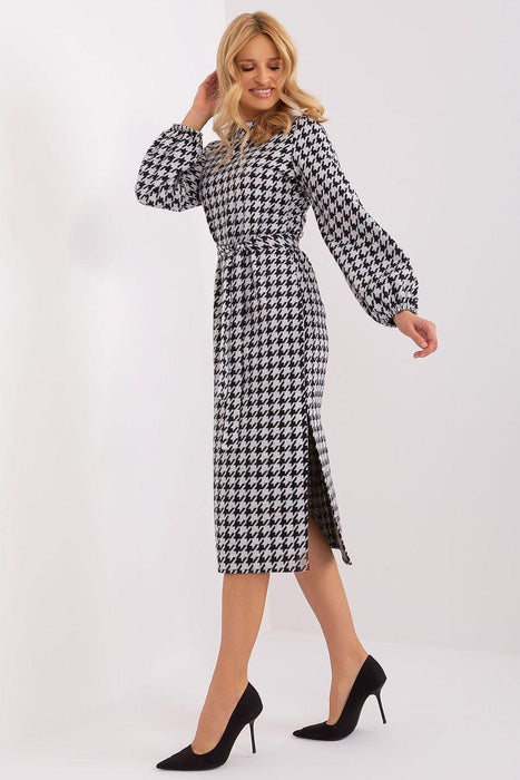 Elegant Long Sleeve Peplite Dress with Adjustable Waist Tie