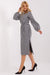 Elegant Long Sleeve Peplite Dress with Adjustable Waist Tie