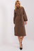 Elegant Long Sleeve Peplite Dress with Adjustable Waist Tie