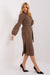 Elegant Long Sleeve Peplite Dress with Adjustable Waist Tie