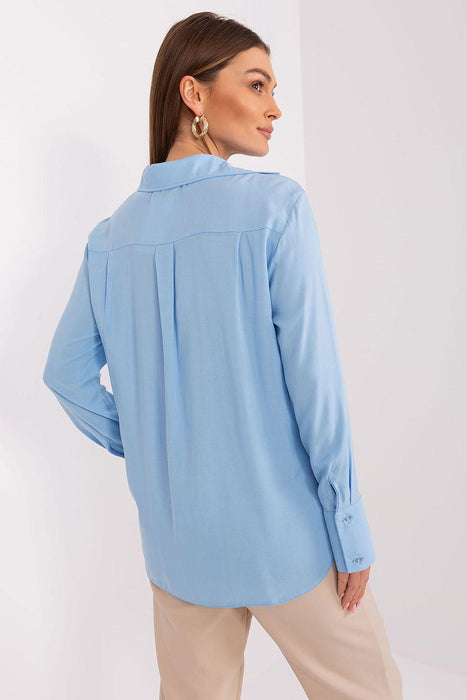 Lakerta Elegance Women's Long Sleeve Viscose Shirt with Stylish Semi-Circular Hem - Available in Sizes S/M & L/XL