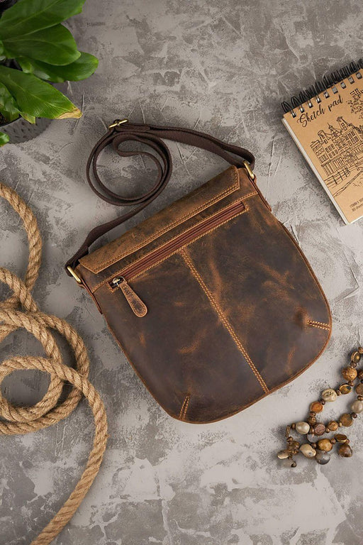 Galanter Aged Leather Crossbody Bag with Adjustable Strap