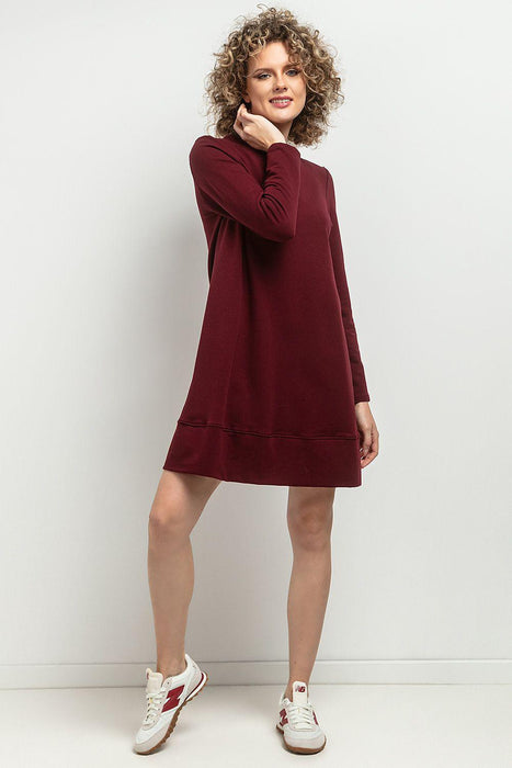 Chic Fall Knit Dress with Elegant Stand-Up Collar