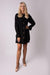 Elegant Black Long Sleeve Daydress with Button-Up Detail by Ax Paris