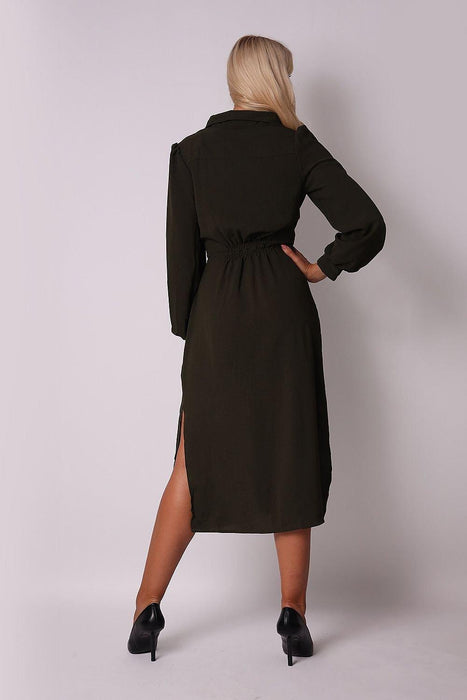 Sophisticated Tie-Front Midi Dress with Button-Up Detail by Ax Paris