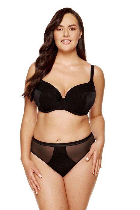 Luxurious Black Checkered Padded Bra with Soft Cotton Lining by Gorteks