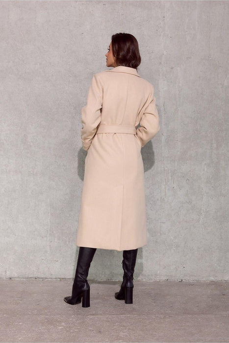 Vivienne Elegant Midi Coat with Stylish Waist Tie and Decorative Features