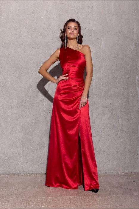 Chic Asymmetrical Satin Evening Dress