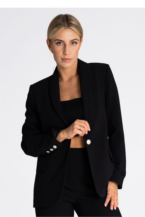 Sophisticated Single-Button Shawl Collar Jacket