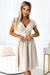 Sophisticated Beige Shimmer Evening Gown with Stylish Envelope Neckline by Numoco