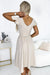 Sophisticated Beige Shimmer Evening Gown with Stylish Envelope Neckline by Numoco