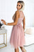 Elegant Beige Tulle Gown with Decorative Buckle - One-Size Wonder