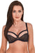 Elegant Black and Beige Mesh-Detail Bra