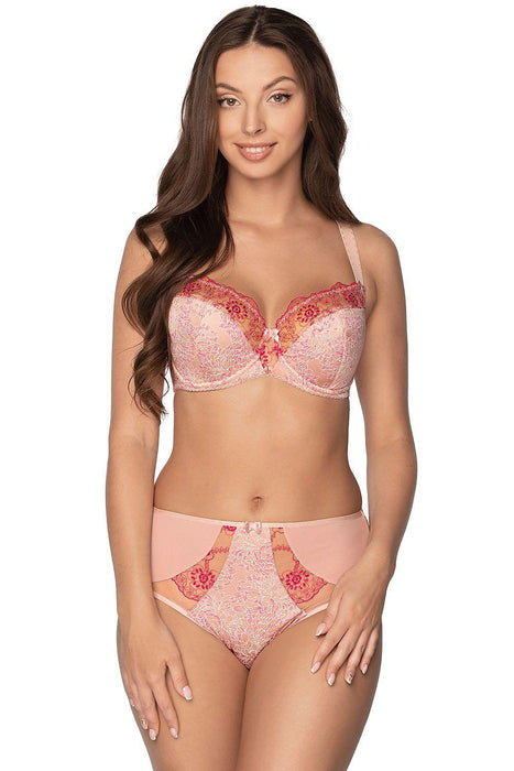 Sophisticated Embroidered Underwire Bra with Adjustable Straps and Soft Padding