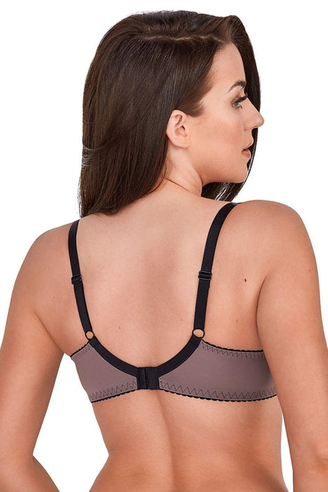 Elegant Brown Mesh Embroidered Support Bra