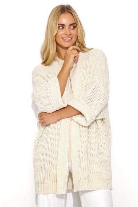 Stylish Buttonless Macadamia Cardigan