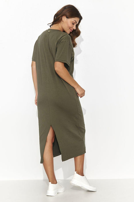 Numinous Knit Dress with Back Slit for Effortless Elegance