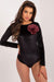 Lakerta Velour Shapewear Bodysuit with Floral Embellishment