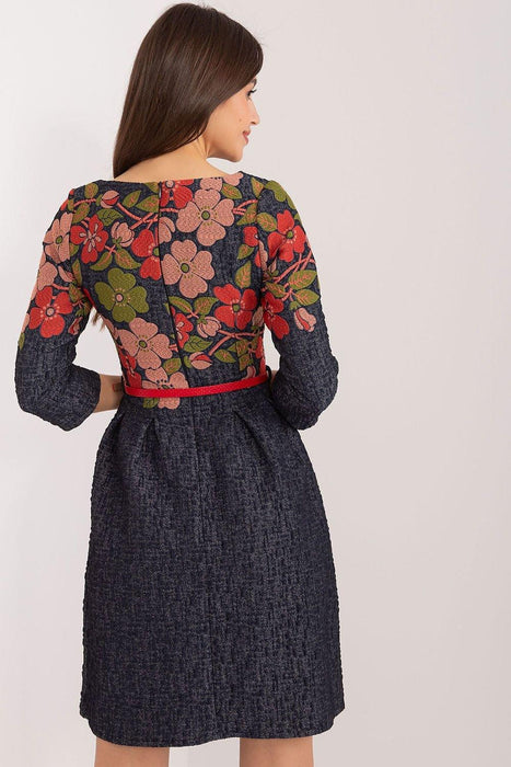 Elegant Floral Embroidered Fit-and-Flare Dress