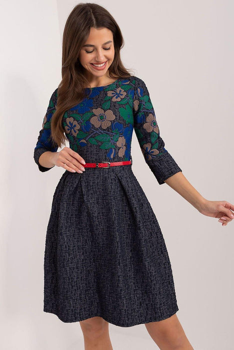 Elegant Floral Embroidered Fit-and-Flare Dress