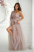 Glamorous Bicotone One-Shoulder Lace Evening Gown