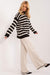 Sophisticated Striped Ribbed Knit Outfit with High-Waisted Trousers