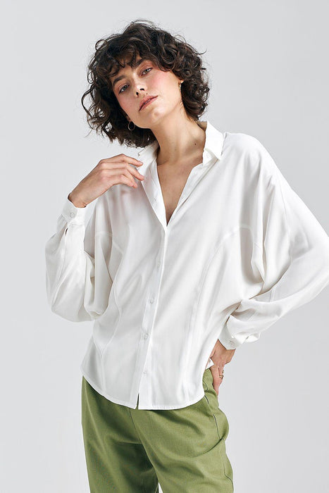 Ecru Oversized Batwing Shirt for Effortless Summer Style by Nife