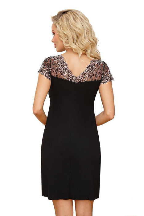 Elegant Black and Gold Lace Nightgown for Women