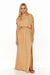 Elegant Summer Knit Maxi Dress with Gold Accent Sleeves