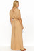 Elegant Summer Knit Maxi Dress with Gold Accent Sleeves