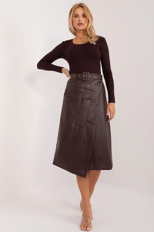 Sustainable Style: Belted Midi Skirt with Innovative Envelope Front